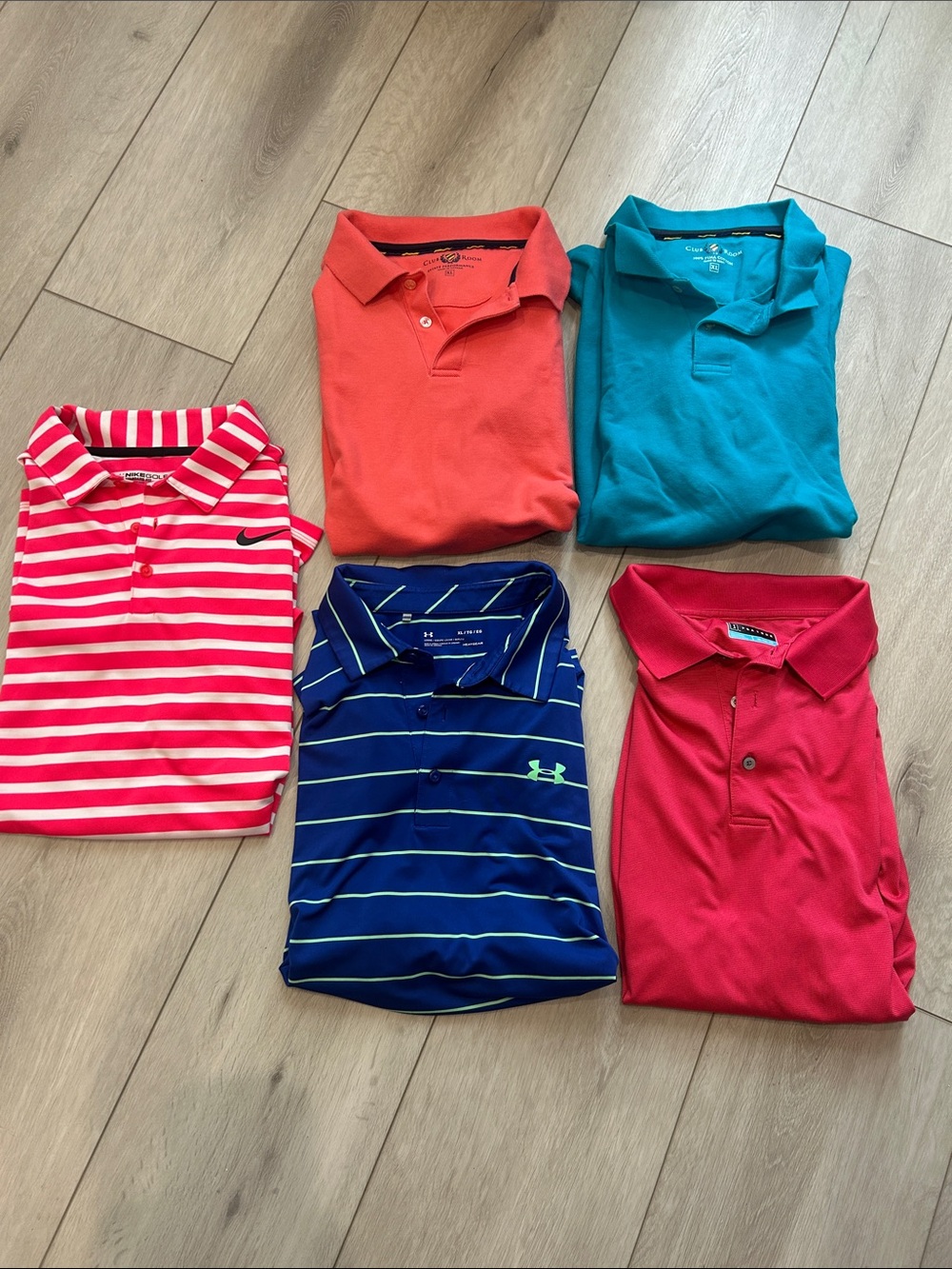 Men’s XL Golf Polo Bundle Nike Under Armour Club Room 5 Shirts
